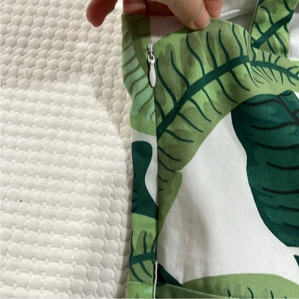 Belle Epoque Tropical Leaf Print Fit & Flare Size M Green White Summer Sundress - Picture 6 of 12
